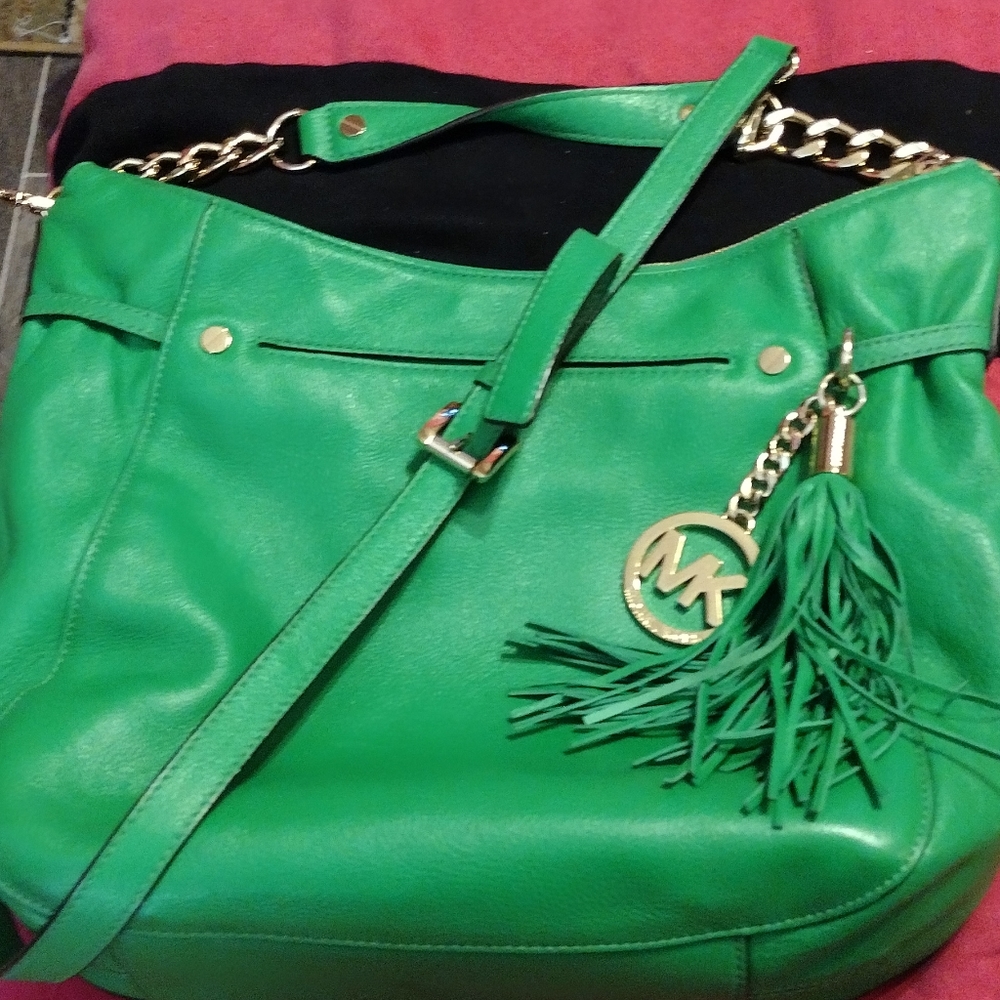 Michael Kors Palm Green Leather Hobo Style Bag